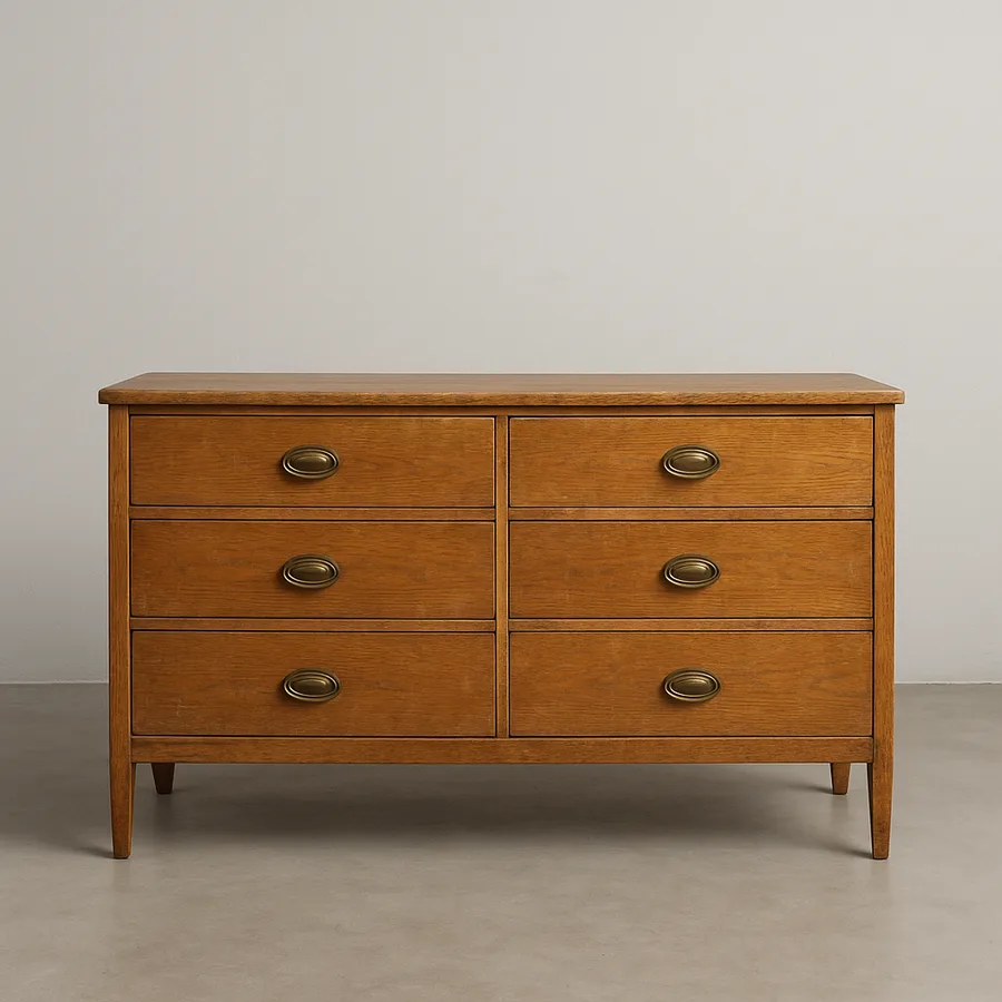 Illustrative example: a worn 1980s oak dresser before refinishing